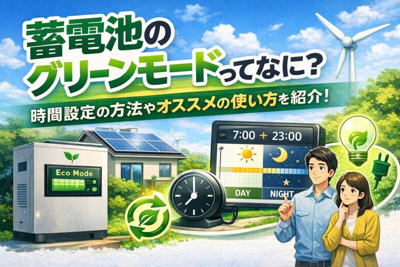 蓄電池のグリーンモードとは何か、時間設定の考え方やおすすめの使い方をわかりやすく解説。